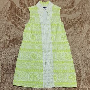 Mud Pie Lime and White Patterned Mini Shift Dress